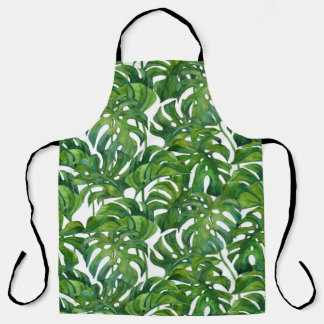 Tablier Green Monstera Feuilles Tropical sans couture