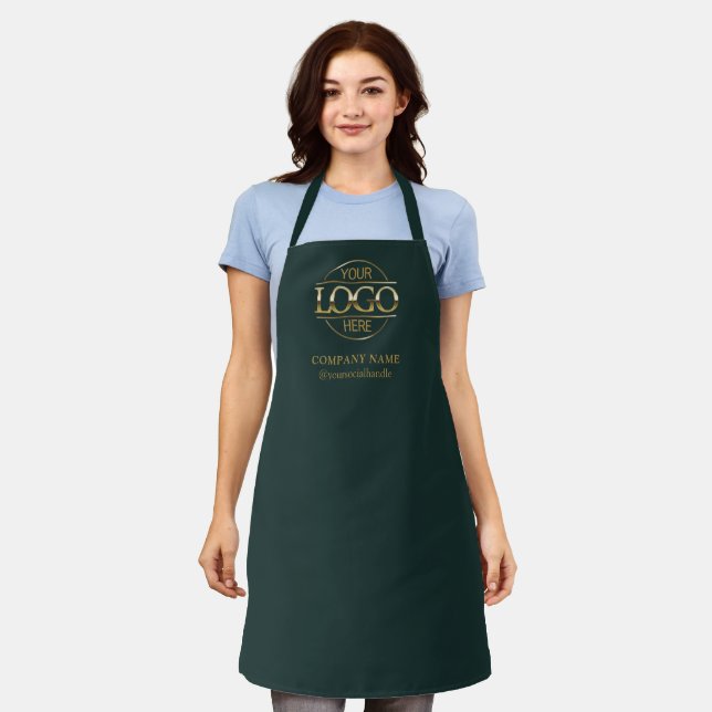 Tablier Green Personalized Apron with Logo Custom Uniform (Porté)