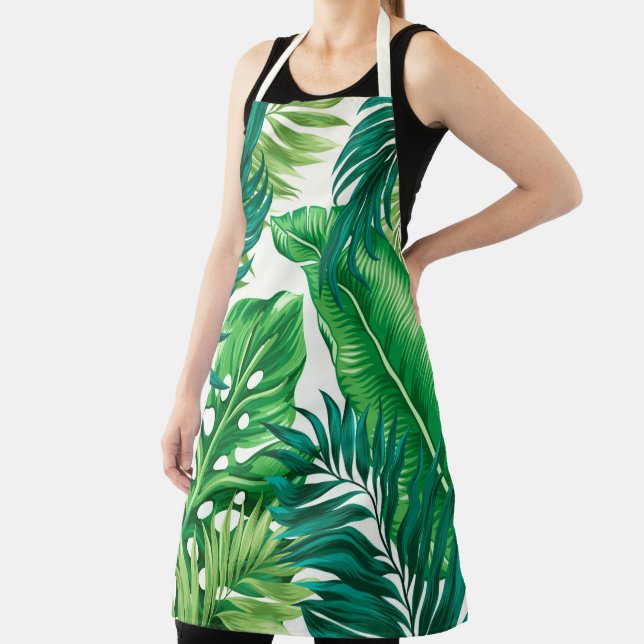 Tablier Green Tropical Palm Banana Monstera Feuille (Insitu)