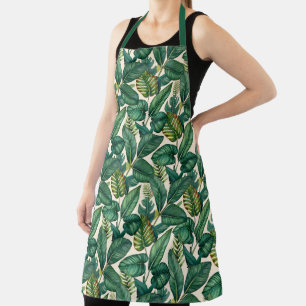 Tablier Green & Turquoise Palm Monstera Tropical Feuille M