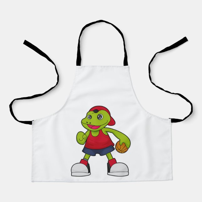 Tablier Grenouille comme joueur de basket-ball avec basket (Recto)