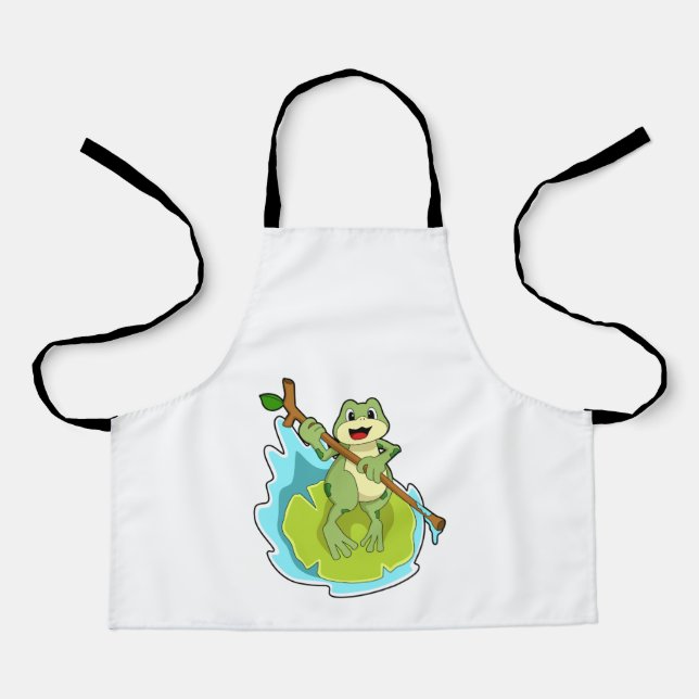 Tablier Grenouille comme randonneur avec bâton (Recto)