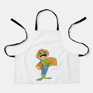 Tablier Grenouille en tant que fermier avec paille