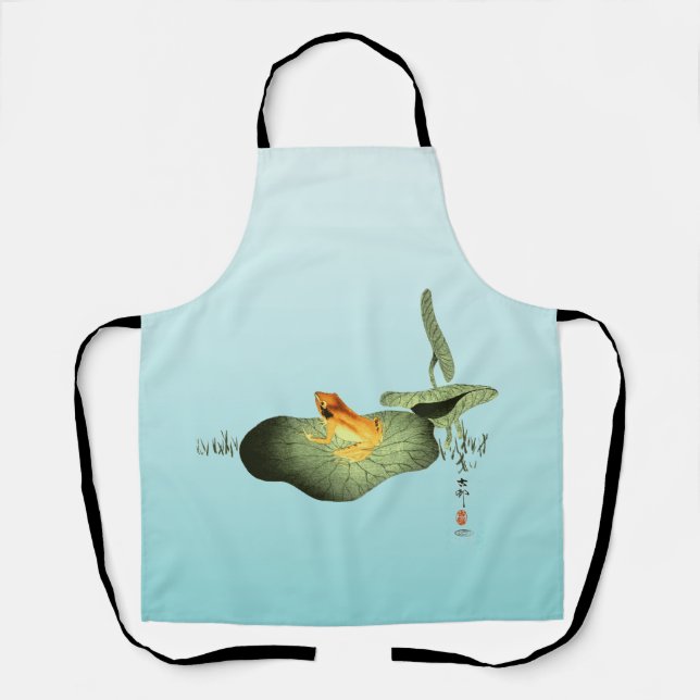 Tablier Grenouille jaune sur feuille de lotus (Recto)