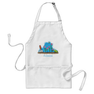 Tablier Grenouille mignonne et abeille dans le jardin dess
