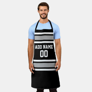 Tablier Grey and Black Sports Jersey Nom personnalisé Num