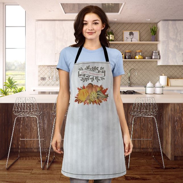 Tablier Grey Thanksgiving Citrouilles et Squash (Gray Thanksgiving Pumpkins and Squash Apron)