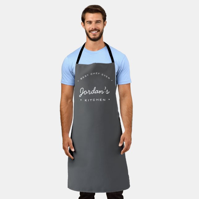 Tablier Grey White Meilleur Chef jamais Personnalisé Votre (Porté)
