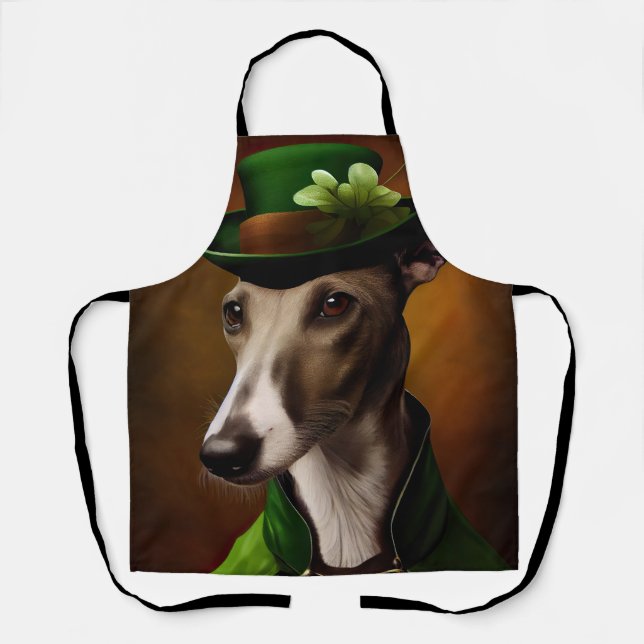 Tablier Greyhound Dog en tenue de la Saint Patrick (Recto)