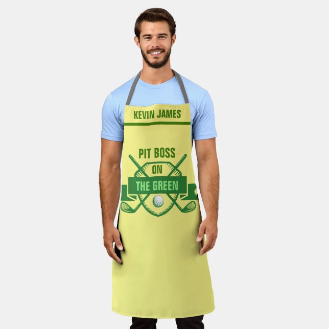 Tablier Grill BBBQ Chef personnalisé Nom Humour de golf (Porté)