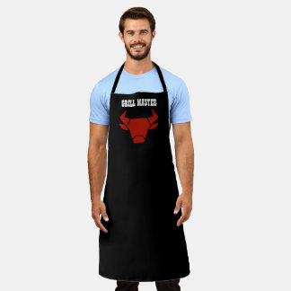 Tablier Grill Master Black Red Bull Head Apron