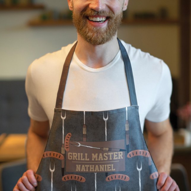 Tablier Grill Master Saucisse noire Nom de la fourche gril (Créateur téléchargé)