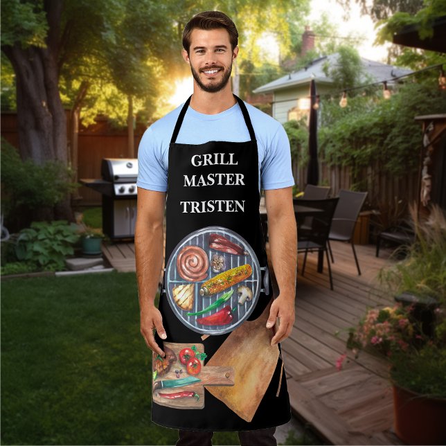 Tablier Grill Nom du maître Monogramme Grill BBQ (Créateur téléchargé)