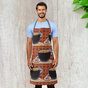 Tablier Grillades au barbecue avec des tongues et des broc