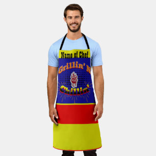 Tablier Grillin' N Chillin' Fête des pères Mens BBQ Apron