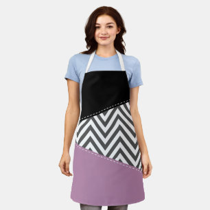 Tablier Gris Zigzag, Gris Chevron, Motif Zigzag, Violet