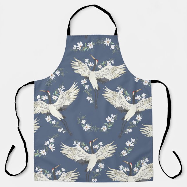 Tablier Grue vintage : Motif d'oiseaux volant (Recto)