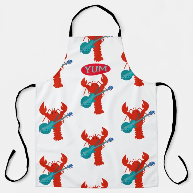 Tablier Guitare de homard rock et rouleau Motif crustacé (Recto)