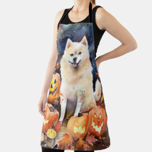Tablier Halloween Akita Américain Avec La Peur Citrouille