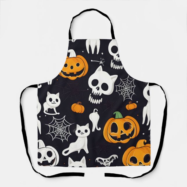Tablier Halloween Aprons, crâne de chat Jack-o-Lantern Cit (Recto)