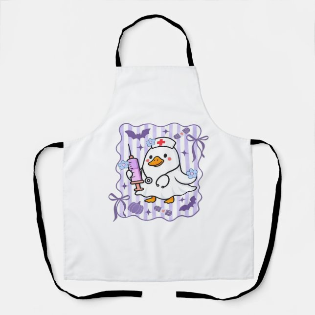 Tablier Halloween Automne Purple Coquette Oie Infirmière A (Recto)
