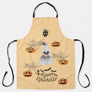 Tablier Halloween avec les Fantômes Citrouille Araignées e