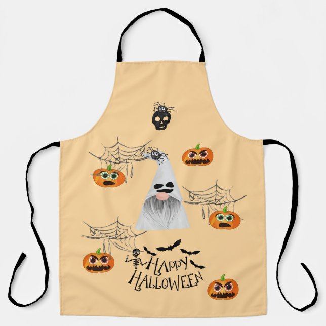 Tablier Halloween avec les Fantômes Citrouille Araignées e (Recto)