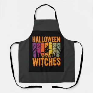 Tablier Halloween Avec Mes Sorcières Rétro Coucher de Sole