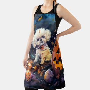 Tablier Halloween Bichon Frise Avec La Peur Citrouille