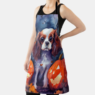 Tablier Halloween Cavalier King Charles Citrouille espagno