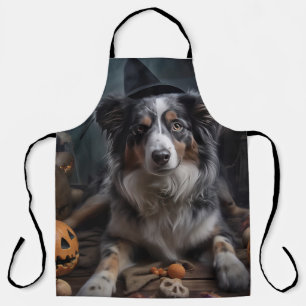 Tablier Halloween Citrouille berger australienne effraie