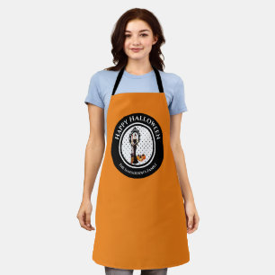 Tablier Halloween classique élégant robe noire orange
