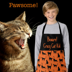 Tablier Halloween customisé Crazy Cat Kid