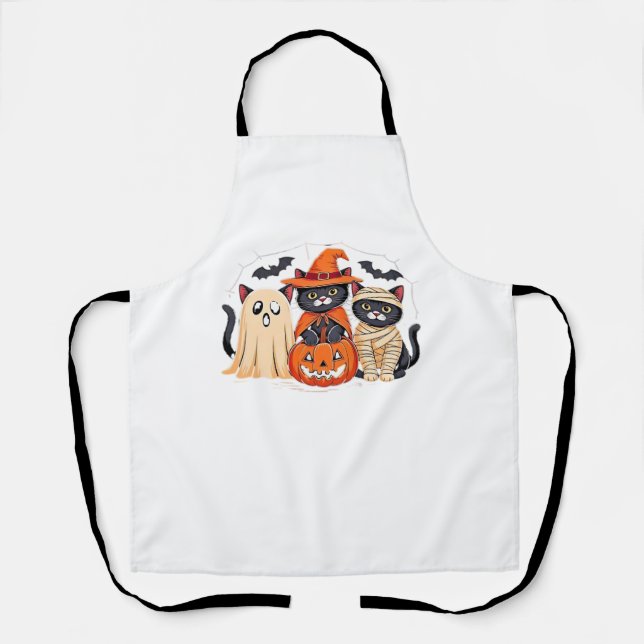 Tablier Halloween Cute Ghost Citrouille Chat Classic T-Shi (Recto)