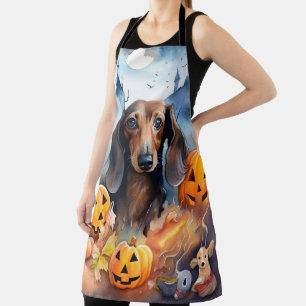 Tablier Halloween Dachshund Avec La Peur Citrouille