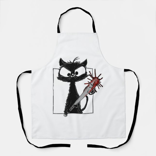 Tablier Halloween de baseball de chat noir (Recto)