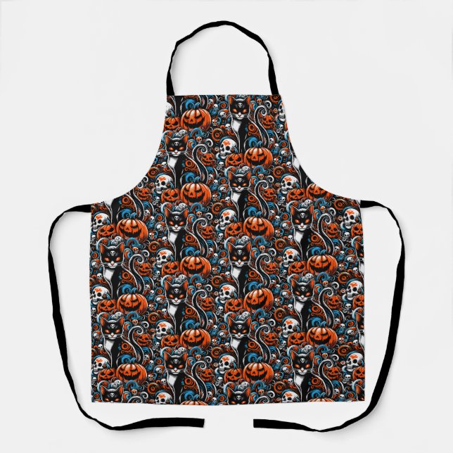 Tablier Halloween Eerie Cat Skuls (Recto)