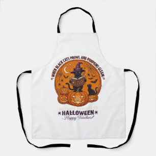 Tablier Halloween Joyeux Professeur Chat Noir Sorcière Cha