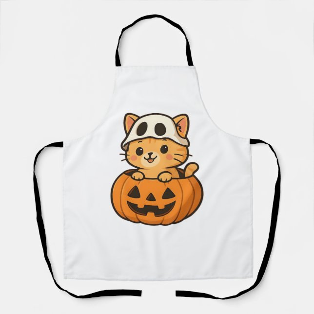 Tablier Halloween Kitty à l'intérieur d'un T-shirt classiq (Recto)