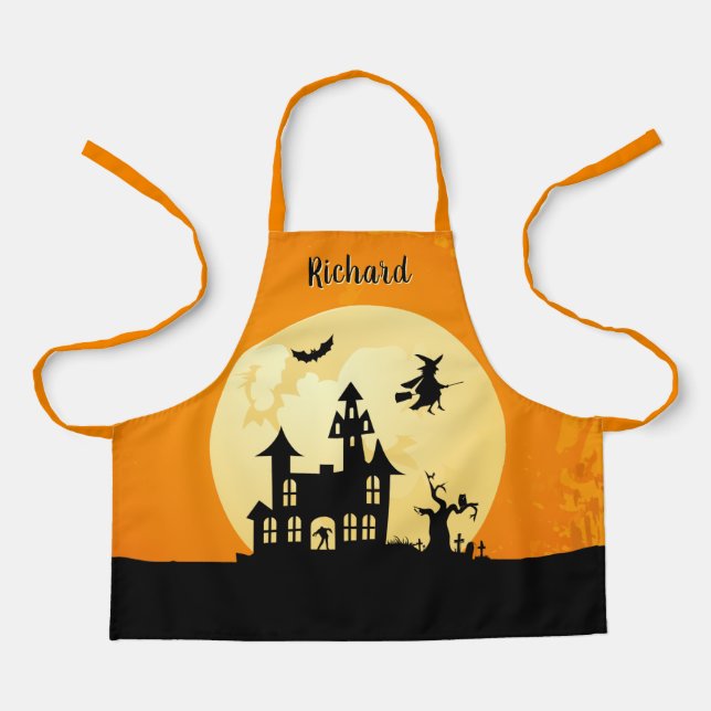 Tablier Halloween Moonlight Maison Hantée Pour Enfants (Recto)