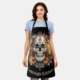 Tablier Halloween, Motif Crâne, Calavera à la Lumière des
