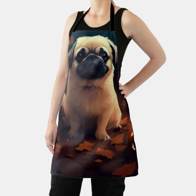 Tablier Halloween Pekingese Avec Peur Citrouille (Insitu)