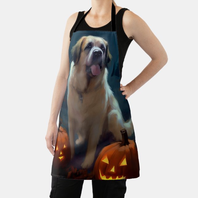 Tablier Halloween Saint Bernard avec la peur Citrouille (Insitu)
