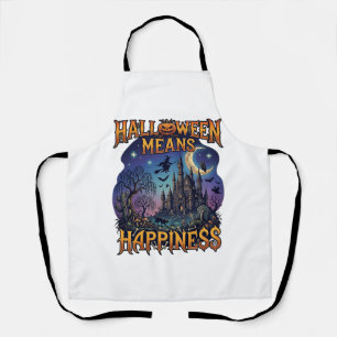 Tablier Halloween signifie bonheur château hanté sorcière 