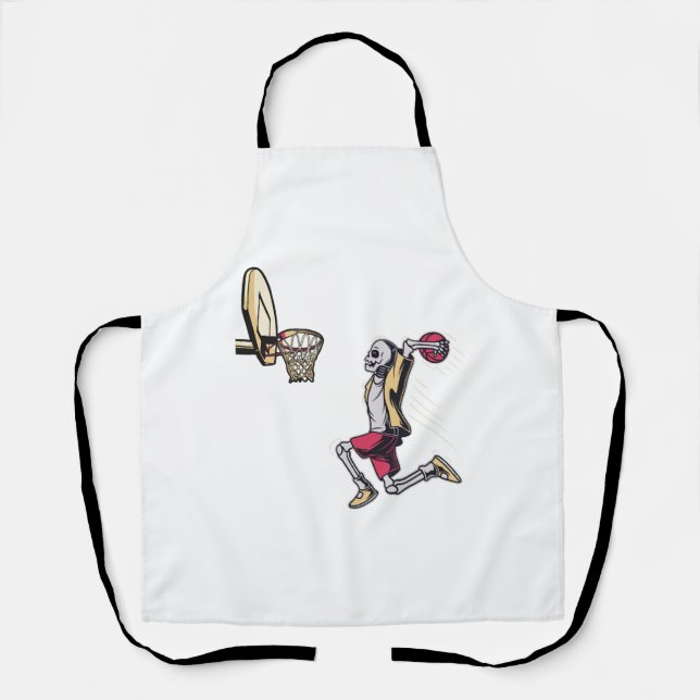Tablier Halloween Squelette de basket-ball Joueur costume  (Recto)