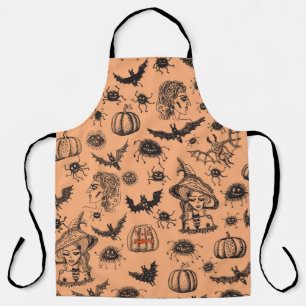 Tablier Halloween Witch Silhouette : Motif de dessin animé