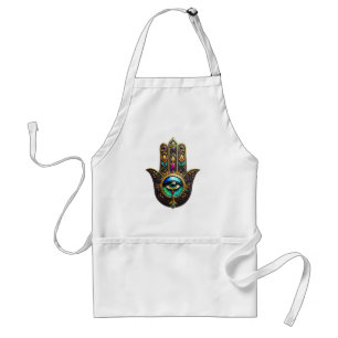 Tablier Hamsa Brun Doré Coloré Arc-en-Ciel Troisième Œil C