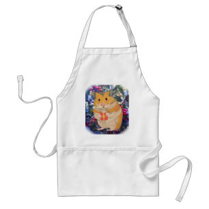 Tablier Hamster de Noël tenant un cadeau