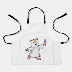 Tablier Hamster en tant que scientifique avec tube d'essai