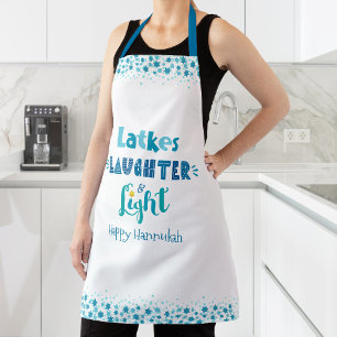 Tablier Hanoukka Latkes Rire Lumière Typographie moderne